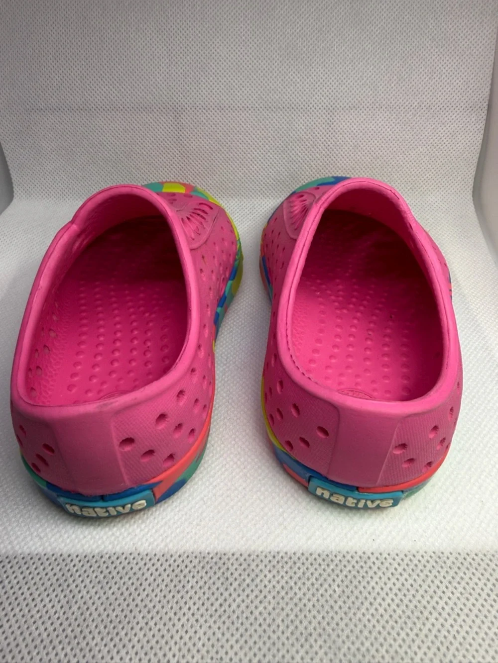 Native Slip-On Water Shoes Hot Pink Multicolor Toe and Trim Toddler Size C 4